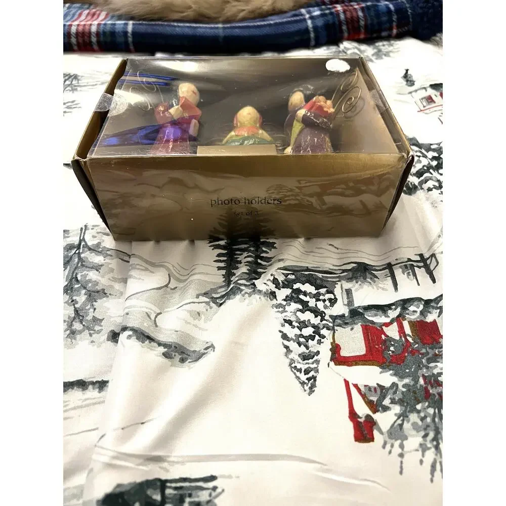 PIER 1 NEW IN BOX FOLK ART Angels Picture & Card Holders Christmas 3163-43